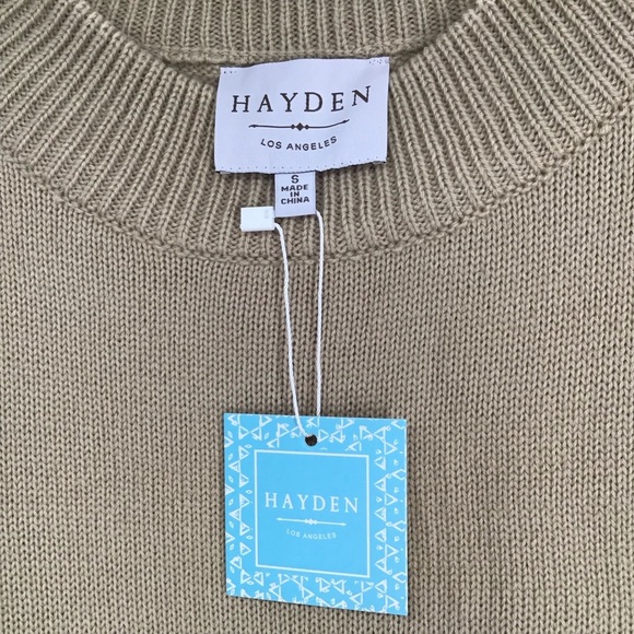 HAYDEN Women’s Balloon Sleeve Knit Pull-Over Sweater Minialist NWT Tan Size S - Picture 3 of 5